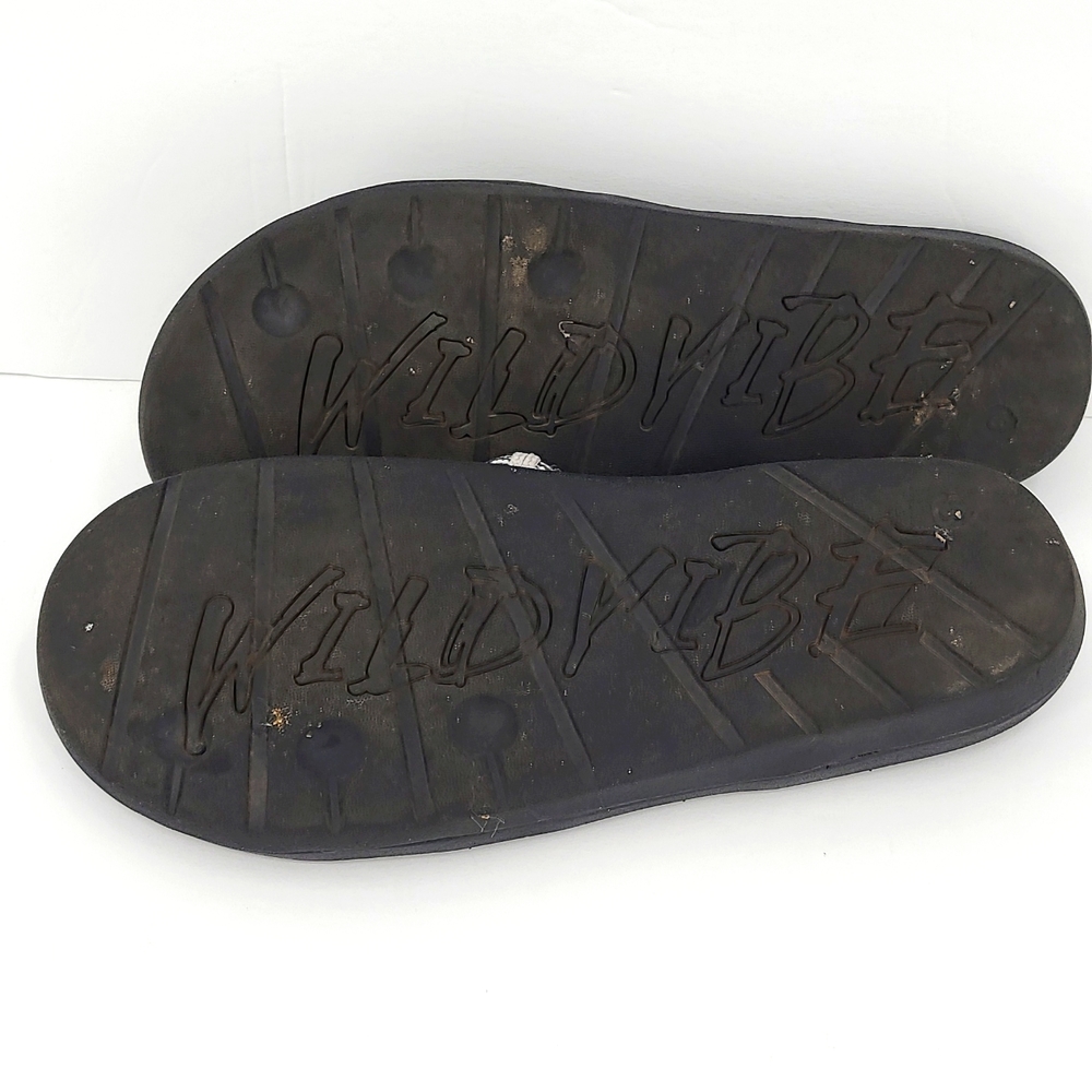 Wild Vibe 8 black gray braided strap slip on sandals cute cozy summer vacation - Picture 5 of 6
